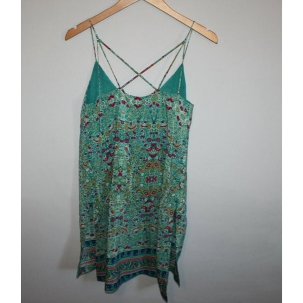 NWT Maeve Anthropologie Meret Silk Tunic Top Green Paisley Floral Anthro Size 4 - Picture 5 of 10